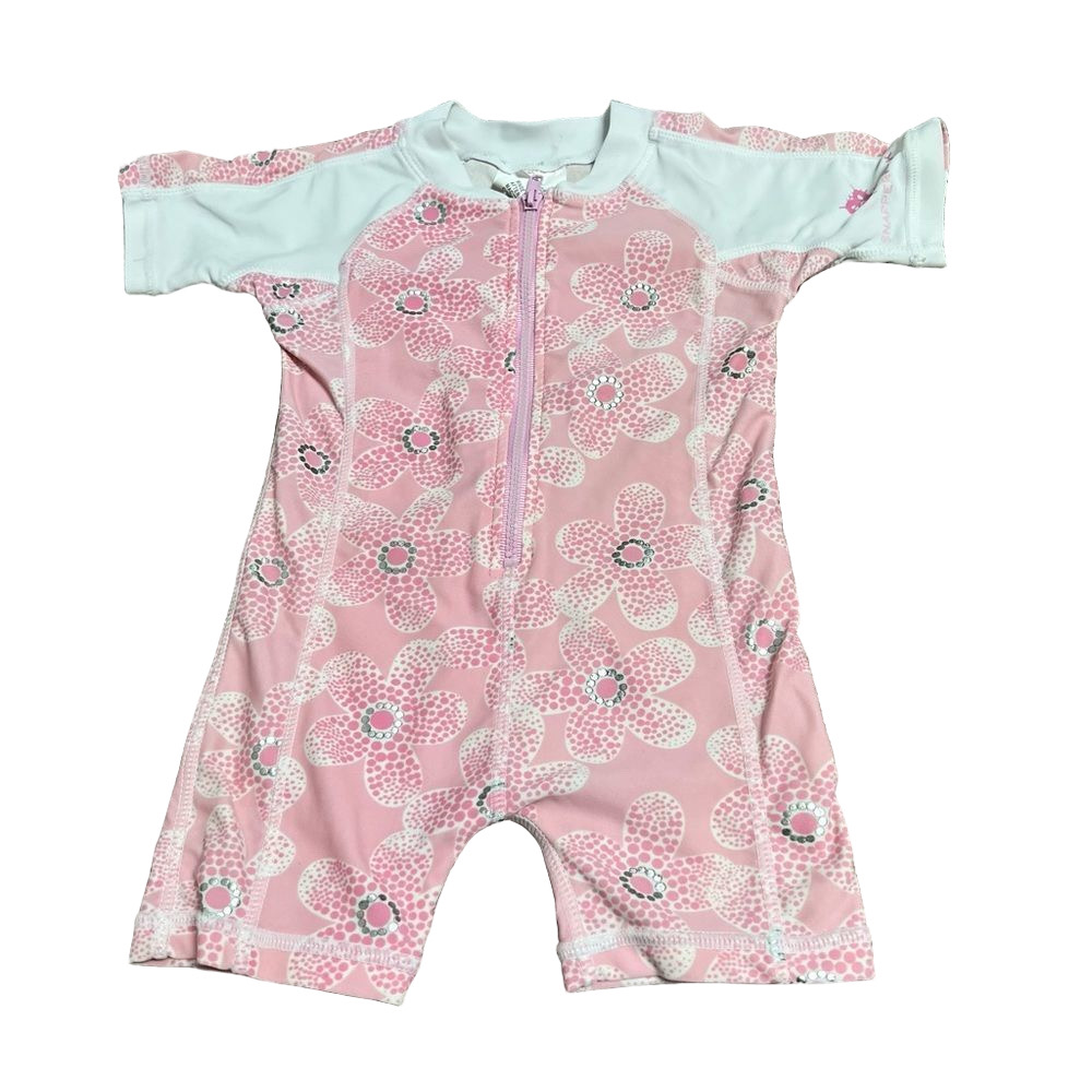 Snapper Rock Patterned Short Sleeve One Piece Zip Girl’s Rashguard - 0-6 months